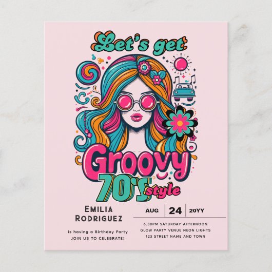 70sグルーヴィブギーレトロディスコ誕生日パーティー チラシ (正面)