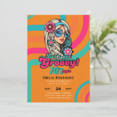 70sグルーヴィブギーレトロディスコ誕生日パーティー 招待状 (スタンド正面)