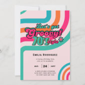 70sグルーヴィブギーレトロディスコ誕生日パーティー 招待状 (正面)