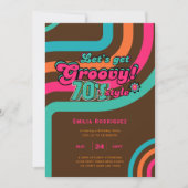 70sグルーヴィブギーレトロディスコ誕生日パーティー 招待状 (正面)