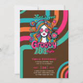 70sグルーヴィブギーレトロディスコ誕生日パーティー 招待状 (正面)
