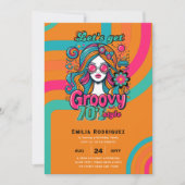 70sグルーヴィブギーレトロディスコ誕生日パーティー 招待状 (正面)