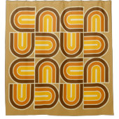 70sスタイルジオメトリアーチパターン シャワーカーテン (正面)