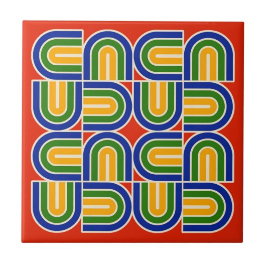 70sスタイルジオメトリアーチパターン タイル (正面)