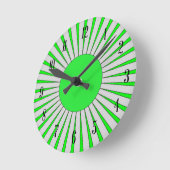 70sスタイルブライトグリーン日が差すこと ラウンド壁時計 (傾斜)