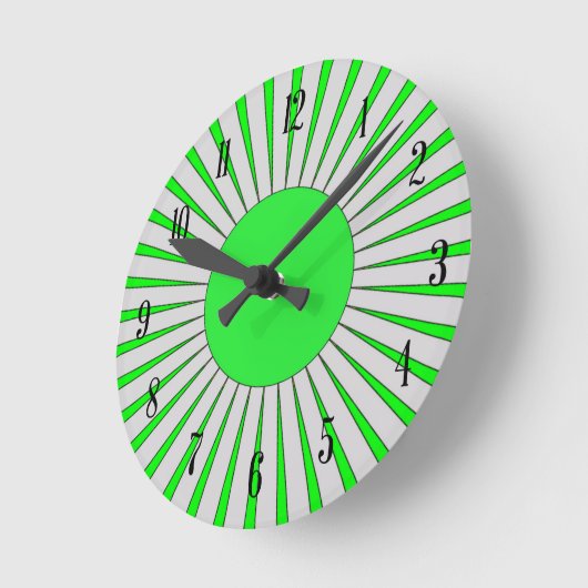 70sスタイルブライトグリーン日が差すこと ラウンド壁時計 (傾斜)
