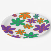 70sスタイル花オン紙パーティープレート ペーパープレート (アングル)