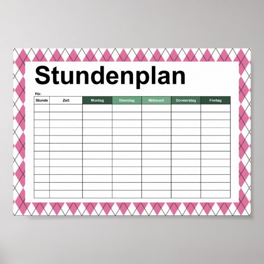 70sタータンチェックパターンPinky ポスター (正面)