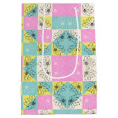 70sチェッカーボードヴィンテージフローラルパターユニークン ミディアムペーパーバッグ (裏面)