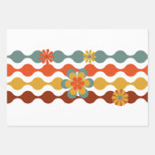 70'sテーマの色模様花包み紙S ラッピングペーパーシート (正面)