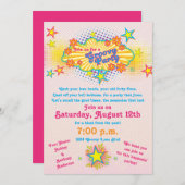 70sテーマGroovyフラワーパワーパーティの招待状 招待状 (正面/裏面)