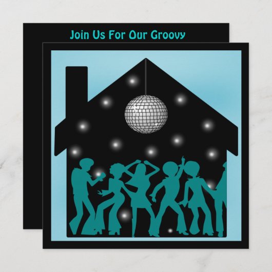 70sディスコのテーマのホームパーティ 招待状 (正面/裏面)