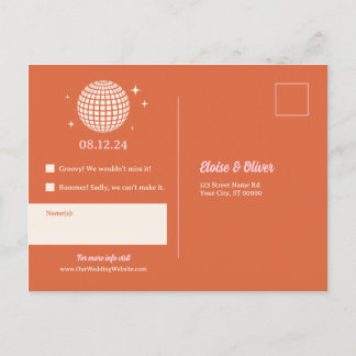 70sディスコの輝きカラフルモダンレトロ結婚の ポストカード