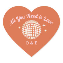 70sディスコボール輝くレトロ結婚のイニシャル