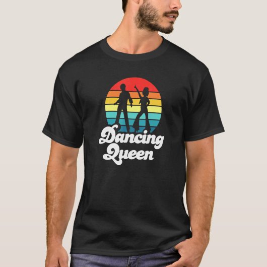 70sディスコレトロサンセット踊りクイーン1 tシャツ (正面)
