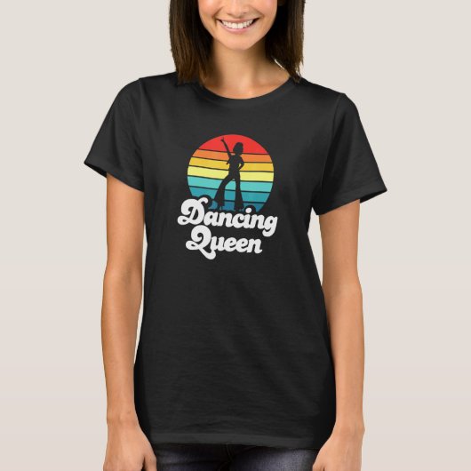 70sディスコレトロサンセット踊りクイーン tシャツ (正面)