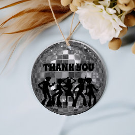 70'sディスコ誕生日シルバーグリッターボールありがとう フェイバータグ