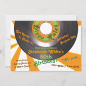 70sディスコGroovy 45レコード50th誕生日パーティー 招待状 (正面)