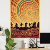 70sトリップ(幻覚体験)のようなコンサートポサイケデリックスターレトロArtwor ポスター (ホームオフィス)