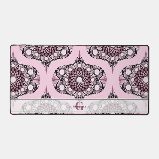 70sパーソナライズされたダスキーバラさくらんぼブロッサムマンダラ デスクマット (正面)