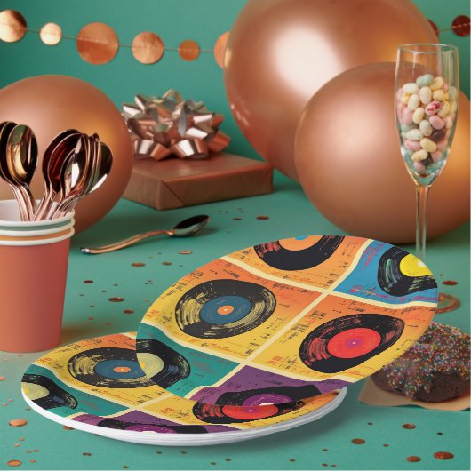70sビニールレコードアルバムカスタムキッチン ペーパープレート (複数)