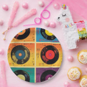 70sビニールレコードアルバムカスタムキッチン ペーパープレート (パーティー)