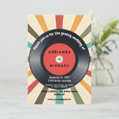 70sビニールレコードノスタルジア結婚式招待状 招待状 (スタンド正面)