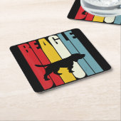 70sビーグルドッグクロアウトギフトビーグルママパパ スクエアペーパーコースター (アングル)