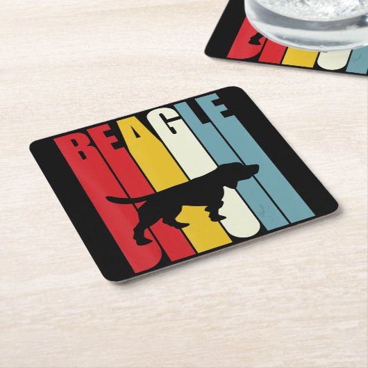 70sビーグルドッグクロアウトギフトビーグルママパパ スクエアペーパーコースター (アングル)