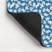 70sフローラプリントイン青、ヴィンテージフローラ、花 マウスパッド (コーナー)