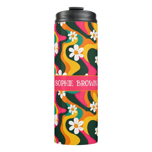 70sフローラレトロパターン(名前あり) カラフル タンブラー (正面)