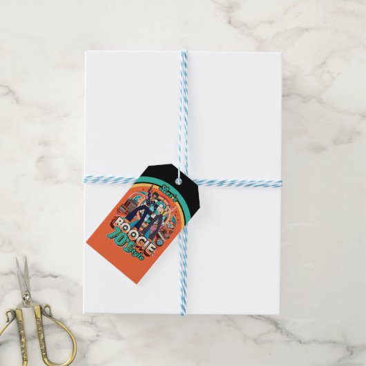 70sブギーレトロディスコ踊りパーティーの好意 ギフトタグ (より糸付き)