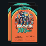 70sブギーレトロディスコ踊り誕生日パーティー 招待状<br><div class="desc">モダンユニークレトロ70のブギーディスコ踊りバースデーパーティ招待状。***カードの種類にセミグロスを注文***</div>