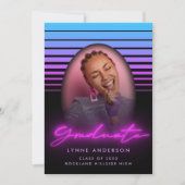 70sモダンレトロネオン写真卒業 招待状 (正面)