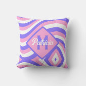 70sモノグラムのGroovyピンク&パープルサイケデリック クッション (正面)