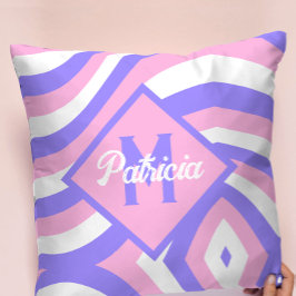 70sモノグラムのGroovyピンク&パープルサイケデリック クッション