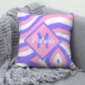 70sモノグラムのGroovyピンク&パープルサイケデリック クッション