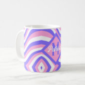 70sモノグラムのGroovyピンク&パープルサイケデリック コーヒーマグカップ (正面左)