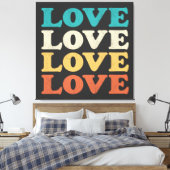 70sラブレトロ動揺してリピート型 キャンバスプリント (インサイチュ (寝室))