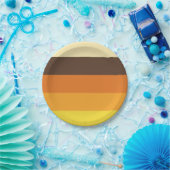 70sレトロのストライプのな色パターン ペーパープレート (パーティー)