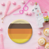 70sレトロのストライプのな色パターン ペーパープレート (パーティー)