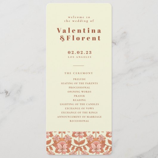 70sレトロオインスパイアレンジ結婚式 プログラム (正面)