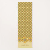 70sレトロオレンジフローラ幾何学模様 ヨガマット (正面)