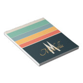 70sレトロカラフルストライプイニシャル名&モノグラム ノートパッド (アングル)