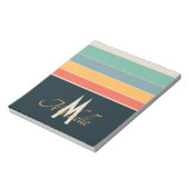 70sレトロカラフルストライプイニシャル名&モノグラム ノートパッド (回転)