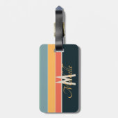 70sレトロカラフルストライプイニシャル名&モノグラム ラゲッジタグ (裏面縦)