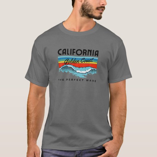 70'sレトロカリフォルニアグラフィックサンセットヴィンテージサーフ tシャツ (正面)