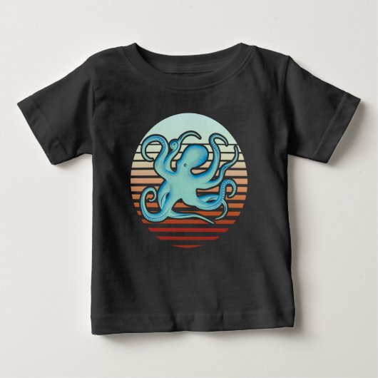 70sレトロスタイルタコ ベビーTシャツ (正面)