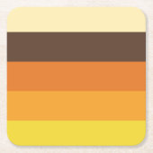 70sレトロストライプのカラーパターン スクエアペーパーコースター (正面)