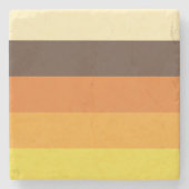 70sレトロストライプのカラーパターン ストーンコースター (正面)